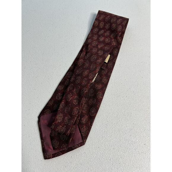 Joseph Abboud Red, Brown Geometric Pattern 100% Silk Made in Italy Tie NWOT - Picture 4 of 6